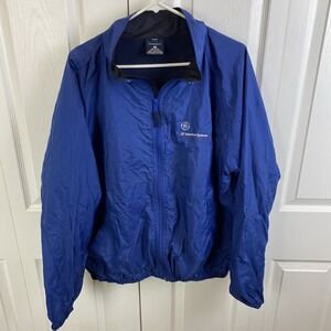 VTG Port Authority Jacket Men XL Blue GE Meatball Y2K Windbreaker Lined‎ Vented